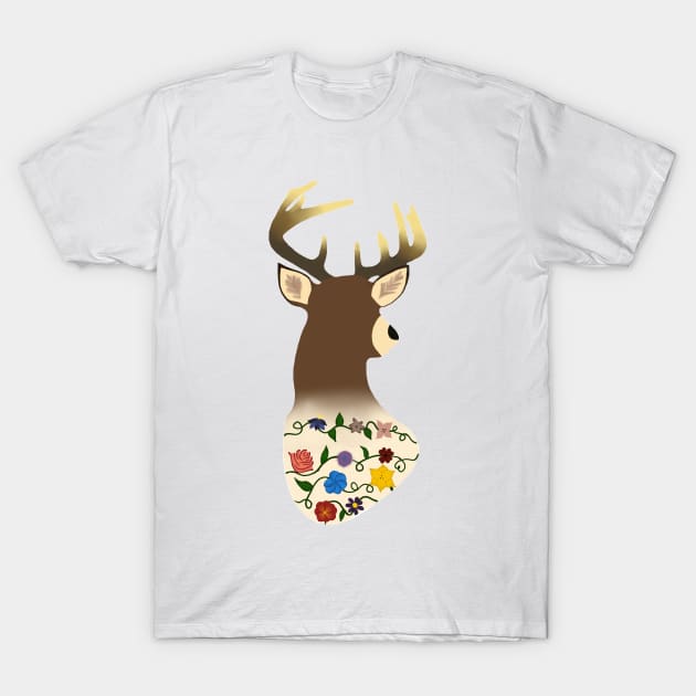 Floral Deer T-Shirt by nats-designs